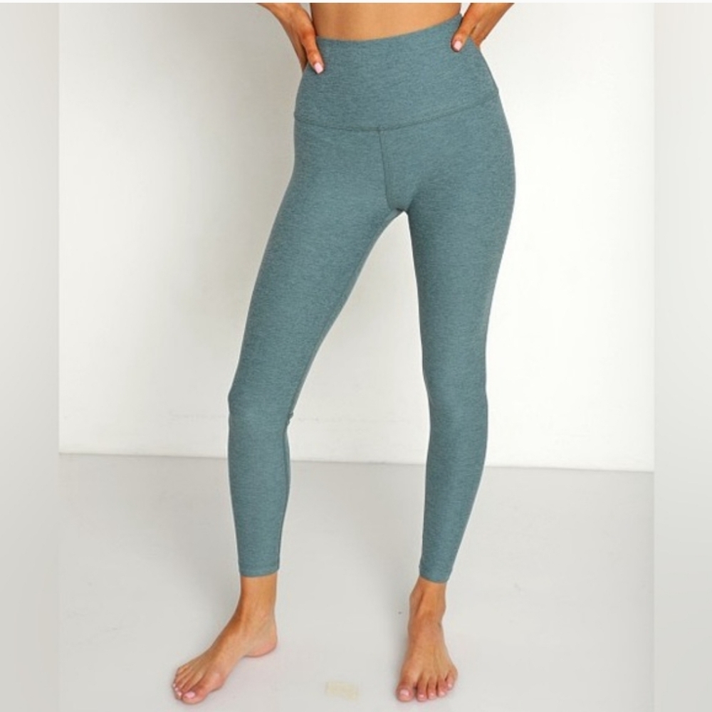 Beyond Yoga Caught in the Midi Space Dye Active Leggings Teal Rainforest Size S